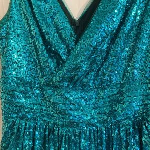 Kate Kasin Teal Sequin Dress Size 12